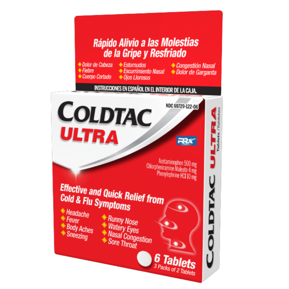 COLDTAC Ultra Travel 6 Tablets, 3 packs of 2